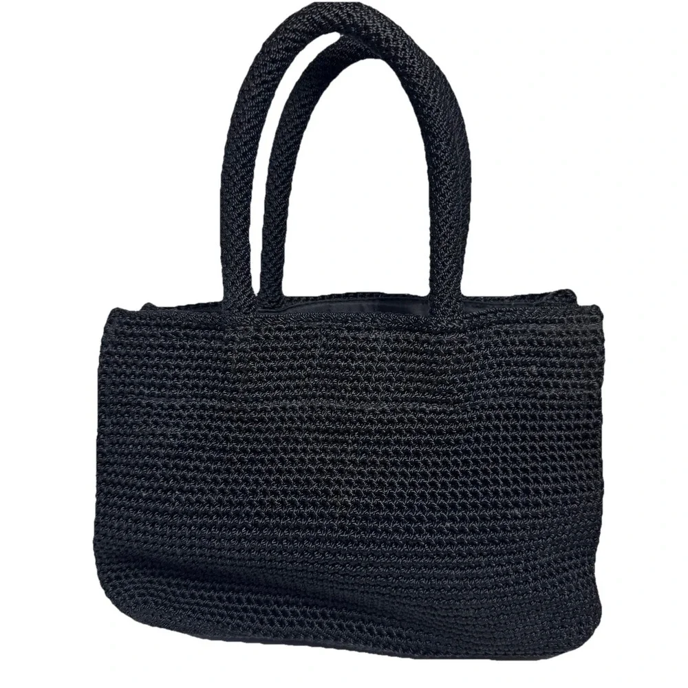 The Sak Crochet Knit Woven‎ Double Handle Handbag Magnetic Closure Purse Vintage